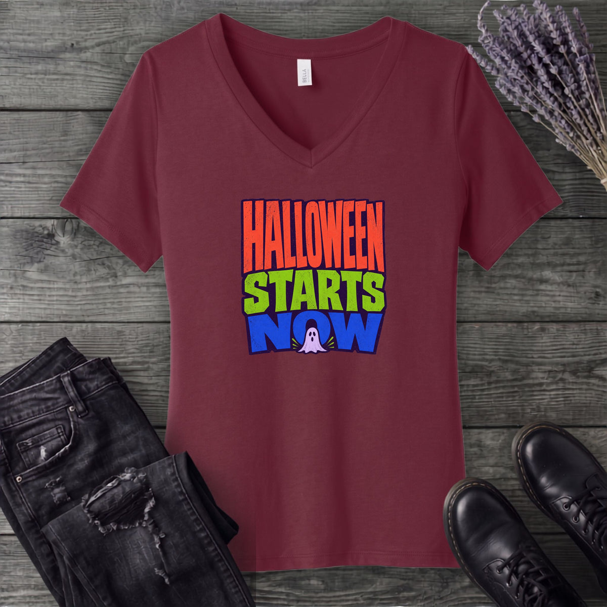 Halloween Starts Now V-Neck T-Shirt