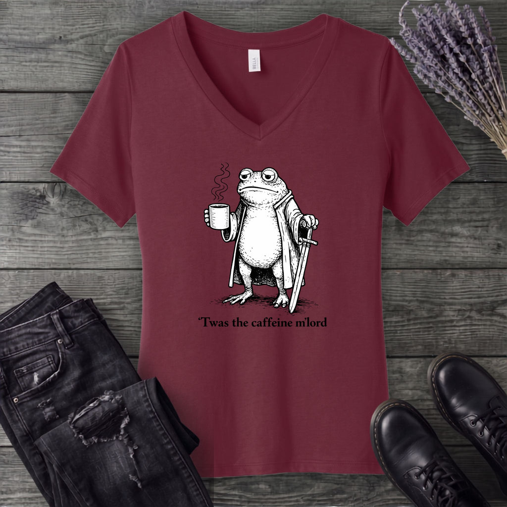 Twas The Caffeine V-Neck T-Shirt