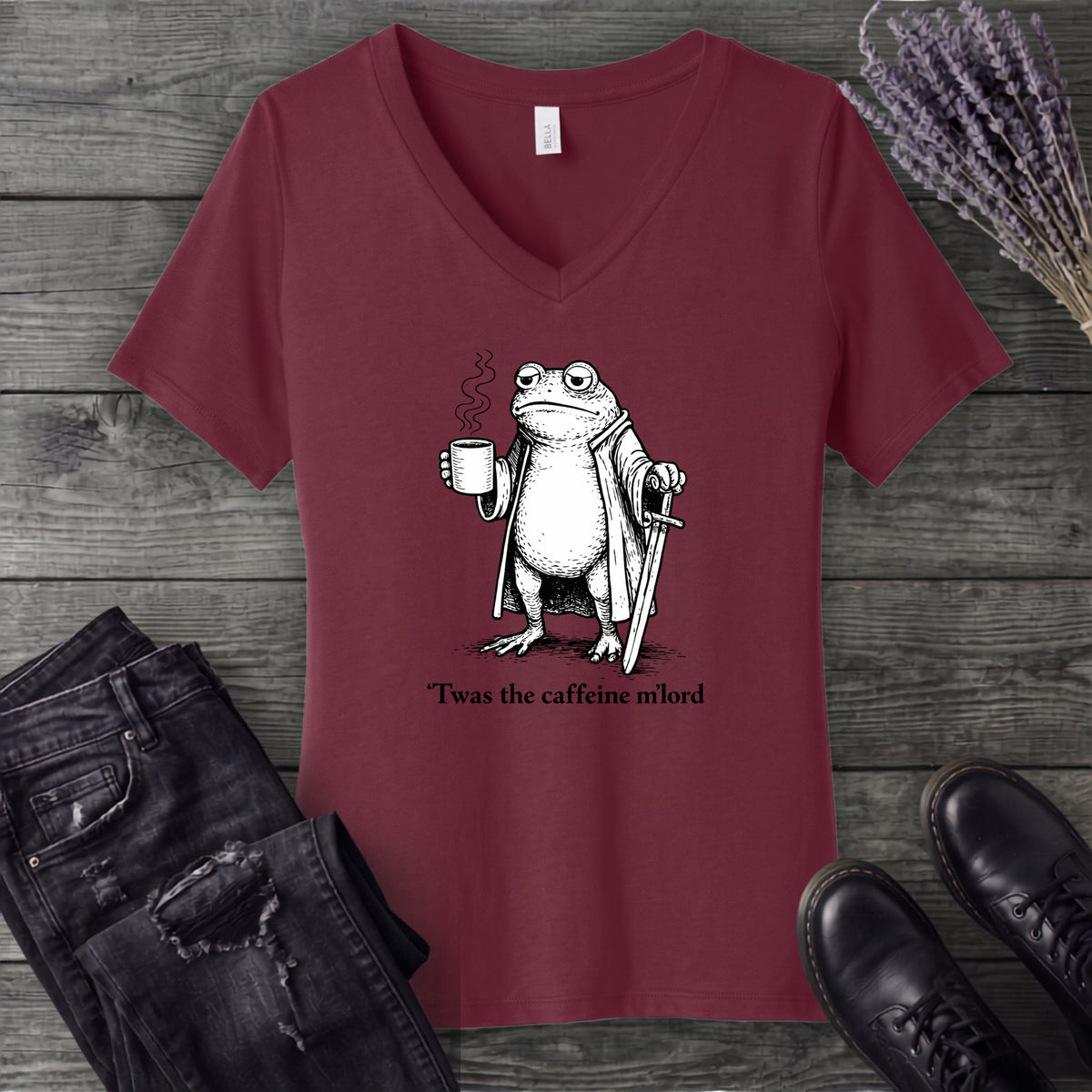 Twas The Caffeine V-Neck T-Shirt
