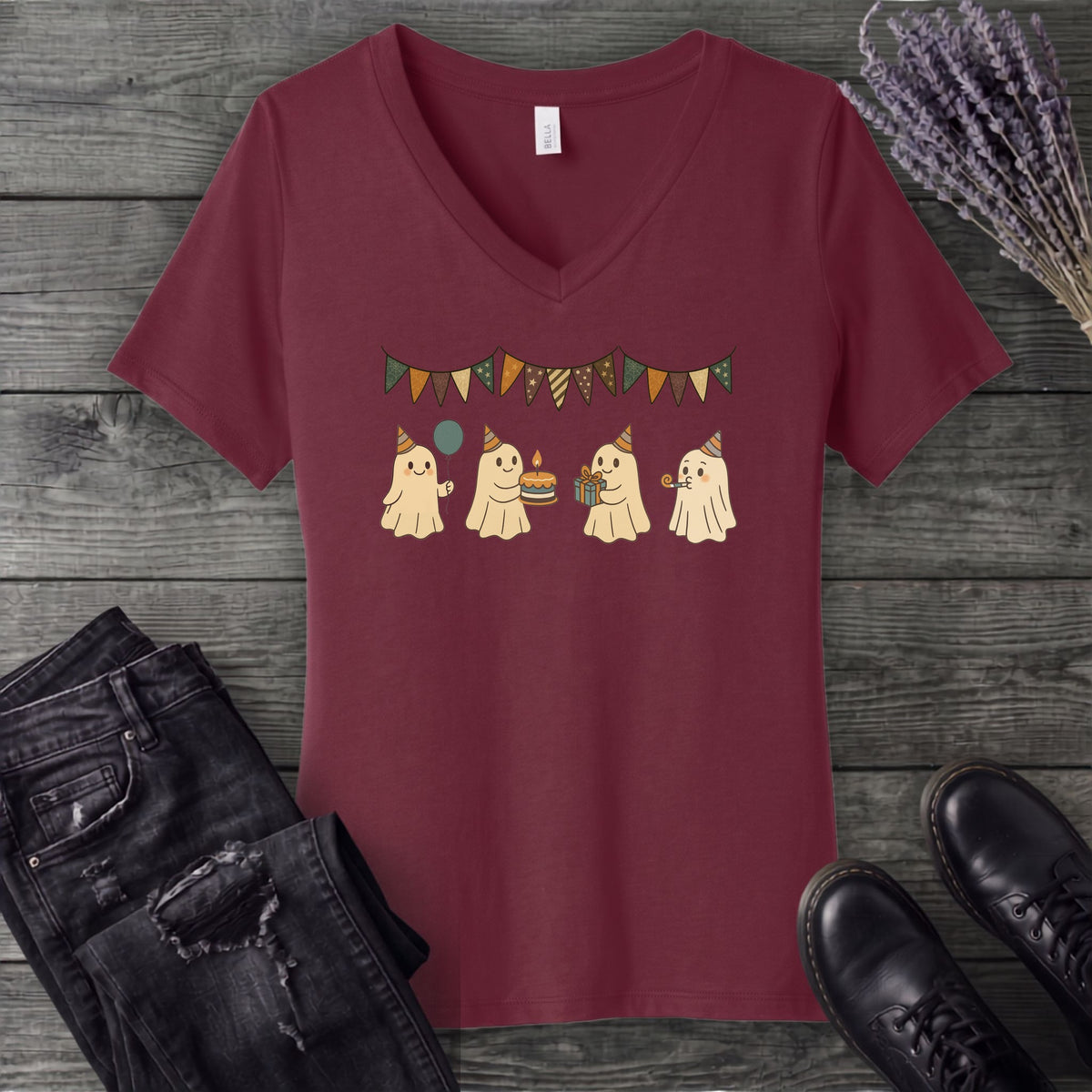 ghost birthday party V-Neck T-Shirt