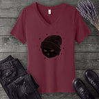 black_cat_beanie V-Neck T-Shirt