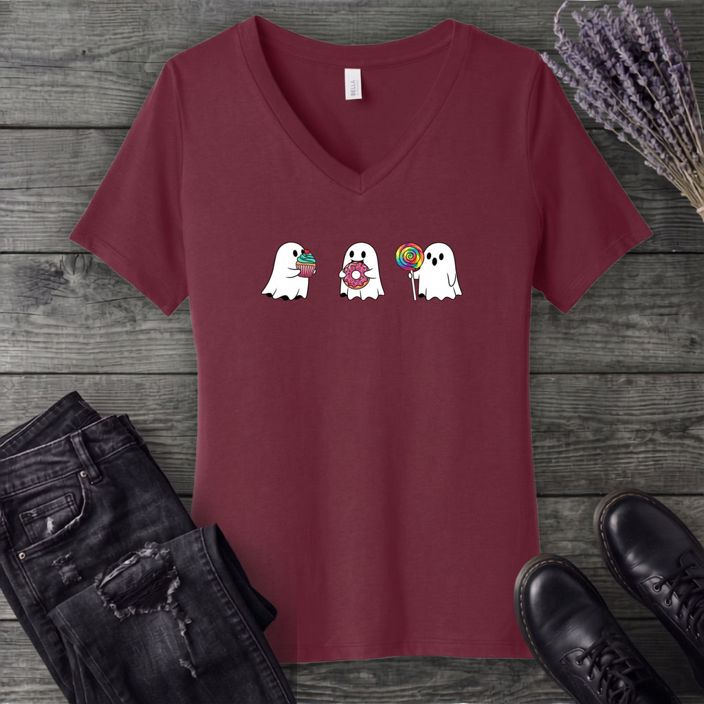 Ghosts Fun Treats V-Neck T-Shirt