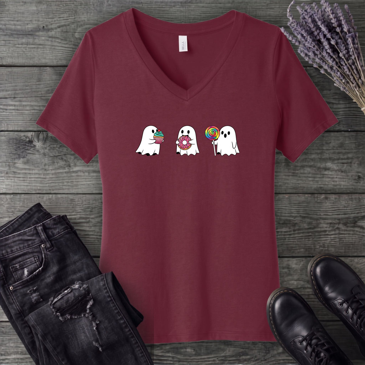 Ghosts Fun Treats V-Neck T-Shirt