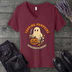 Carving Pumpkins Chaotic V-Neck T-Shirt