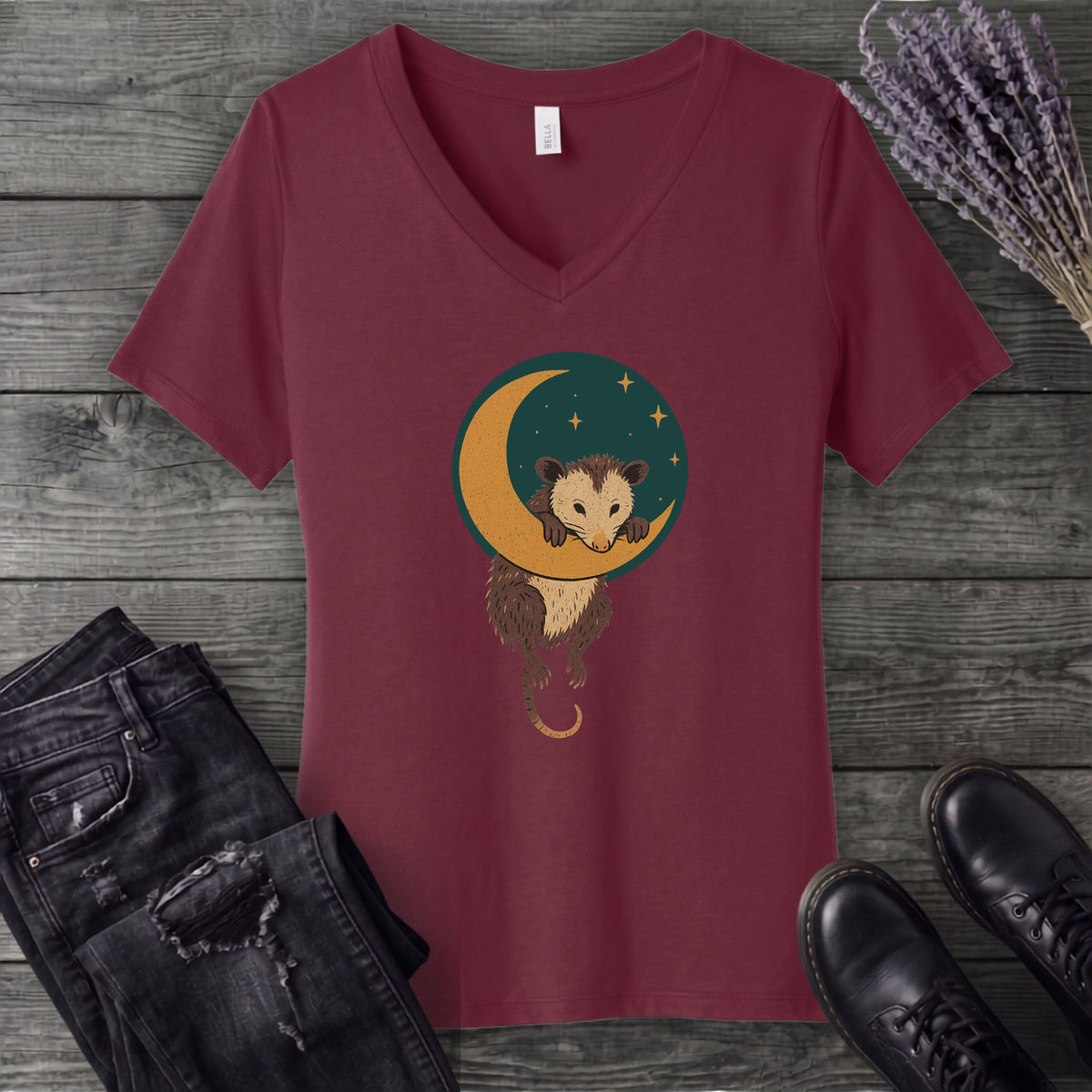 Possum Moon V-Neck T-Shirt