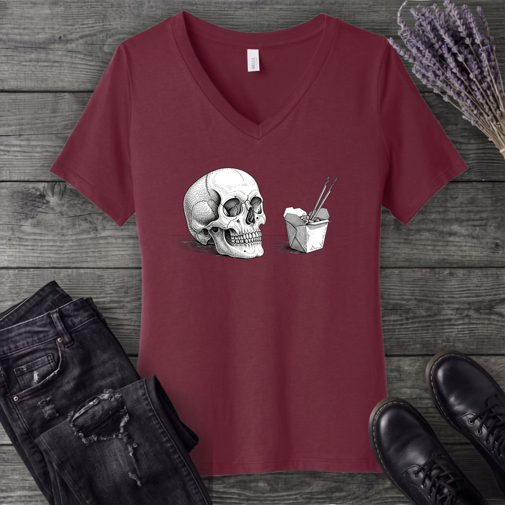 Skull Noodles V-Neck T-Shirt