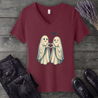 Two Ghosts Heart Hands V-Neck T-Shirt