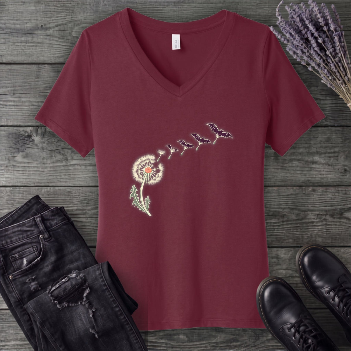 Dandelion Bats V-Neck T-Shirt
