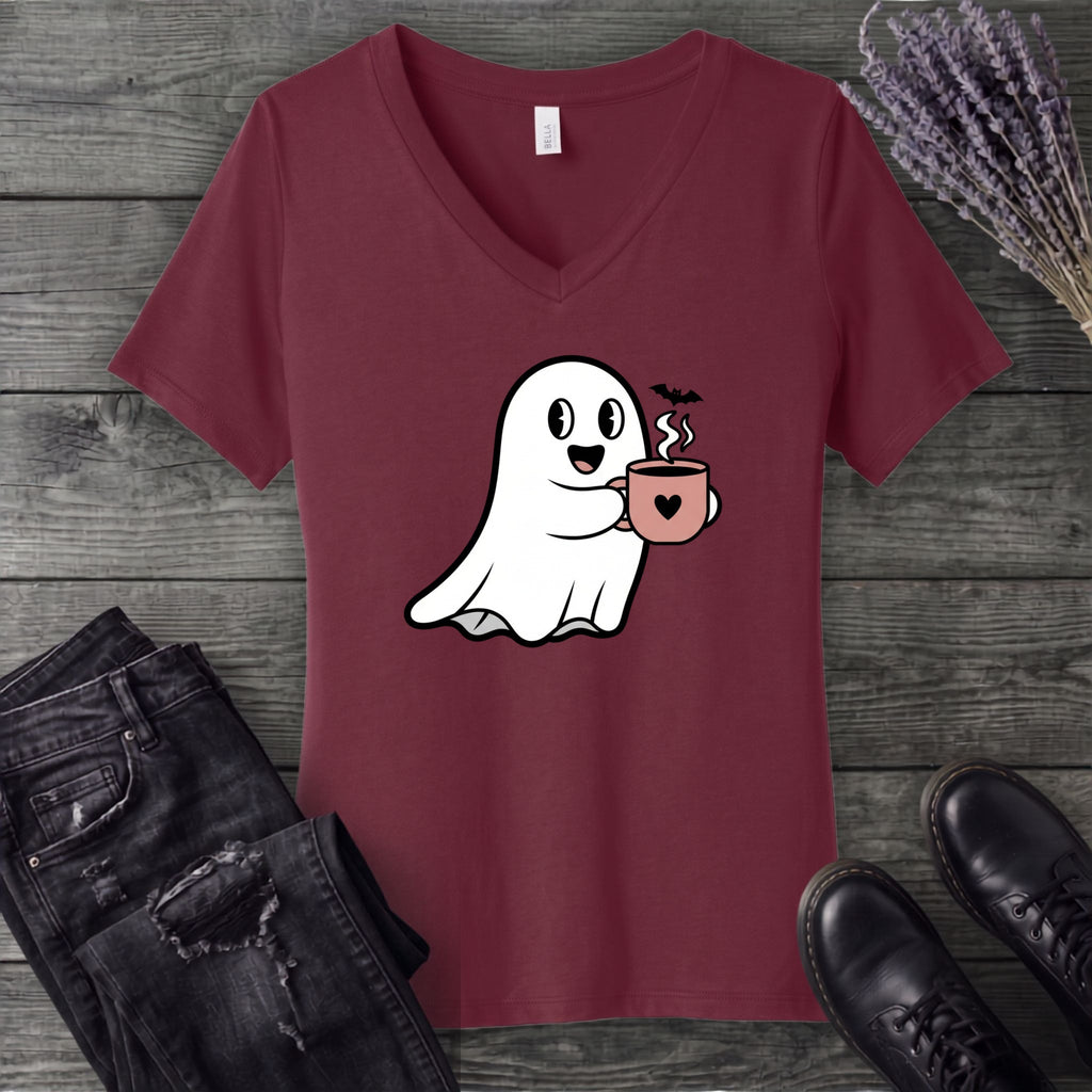 Ghost Heart Coffee V-Neck T-Shirt