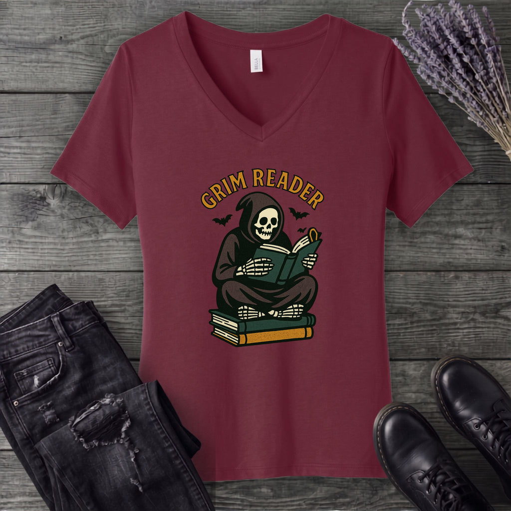 Grim Reader V-Neck T-Shirt