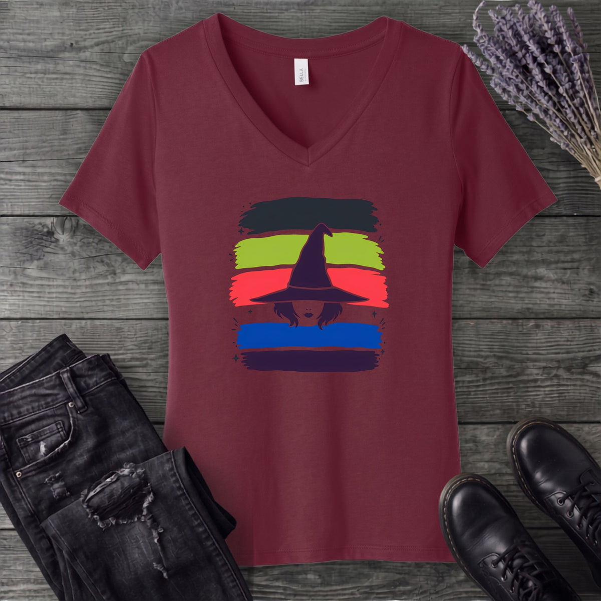 Witch Stripes V-Neck T-Shirt