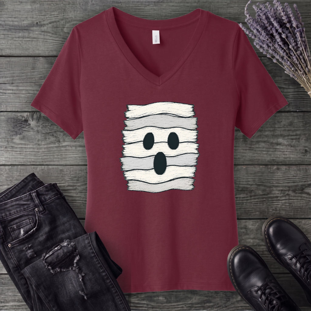 Fabric Strip Ghost V-Neck T-Shirt