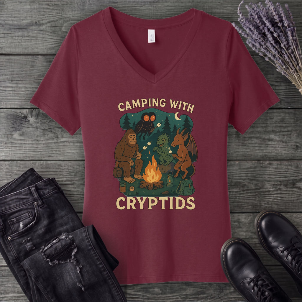 Cryptid Camping V-Neck T-Shirt