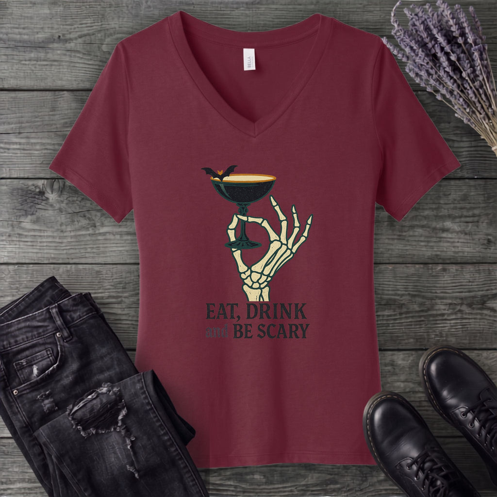 Eat Drink And Be Scary V-Neck T-Shirt