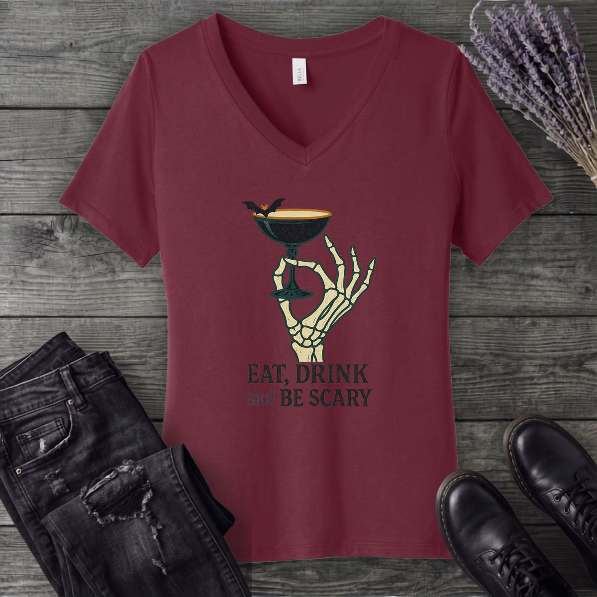 Eat Drink And Be Scary V-Neck T-Shirt