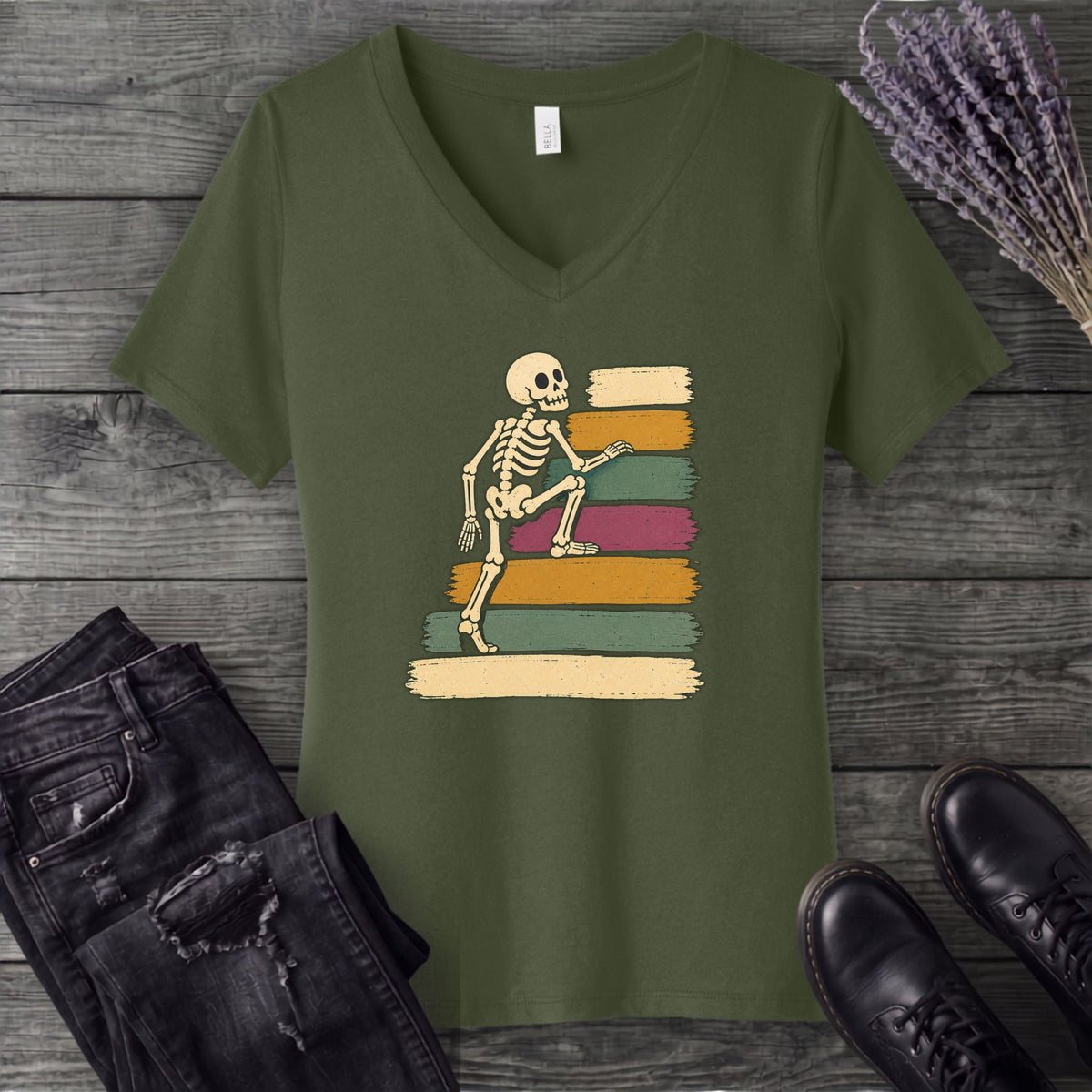 Climbing Stripes V-Neck T-Shirt