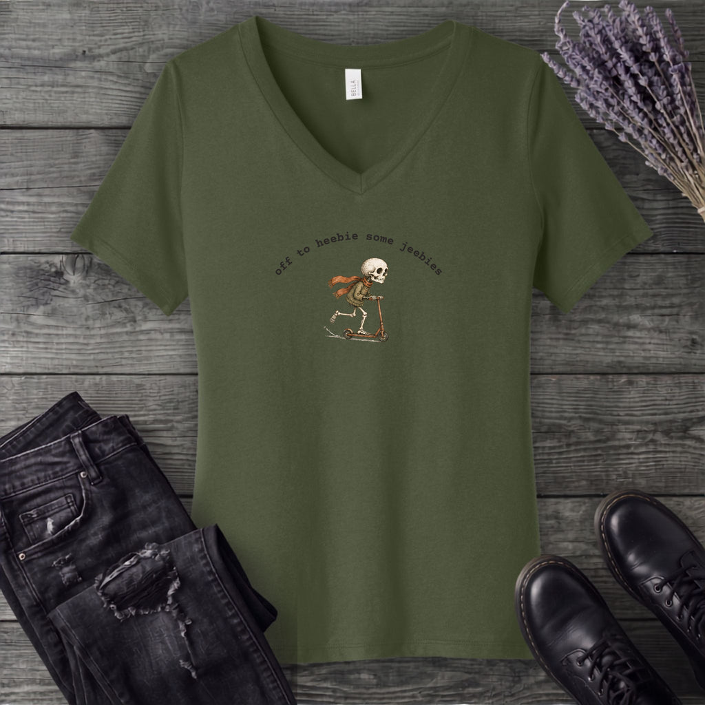 Off To Heebie Some Jeebies V-Neck T-Shirt