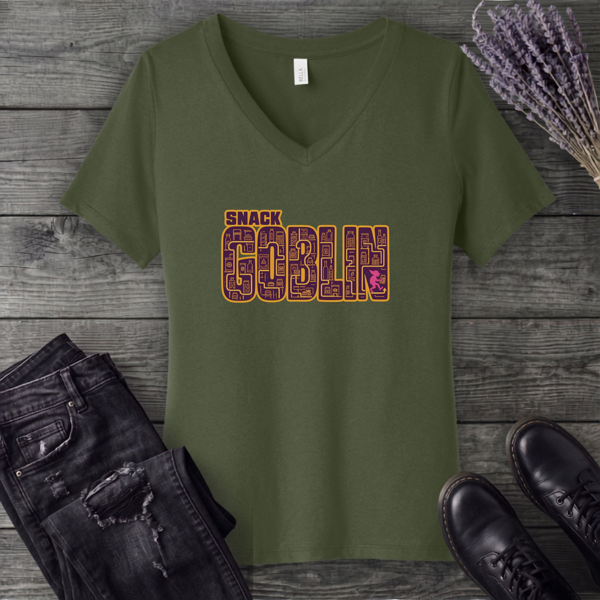 Snack Goblin V-Neck T-Shirt