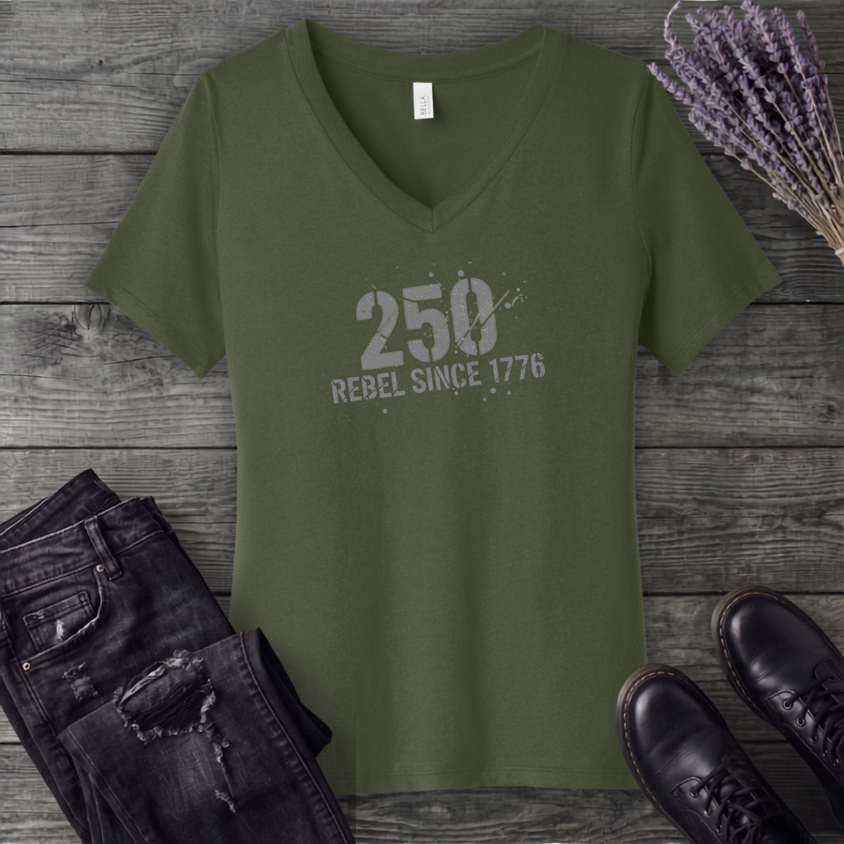 250 Rebel Since 1776 V-Neck T-Shirt