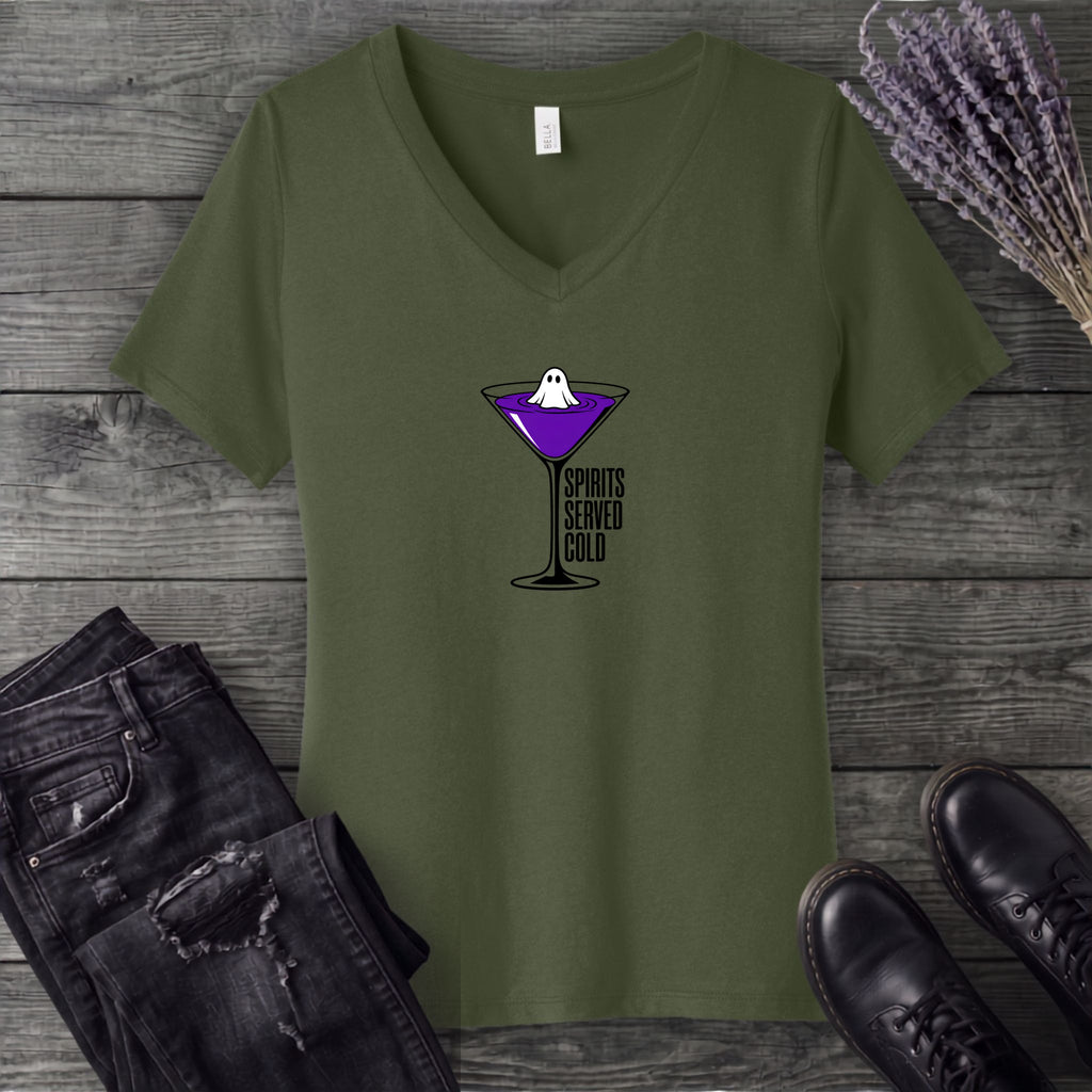 Spirits Served Cold V-Neck T-Shirt