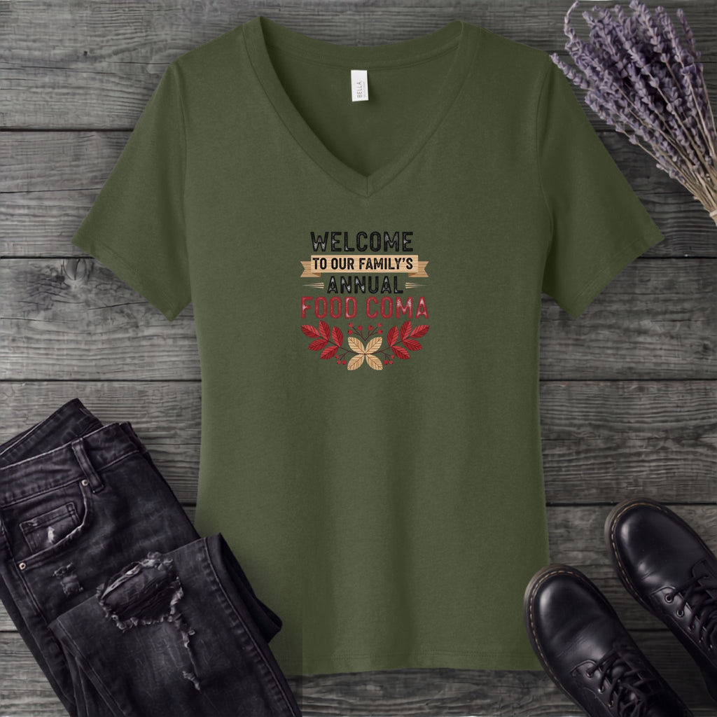 Food Coma V-Neck T-Shirt