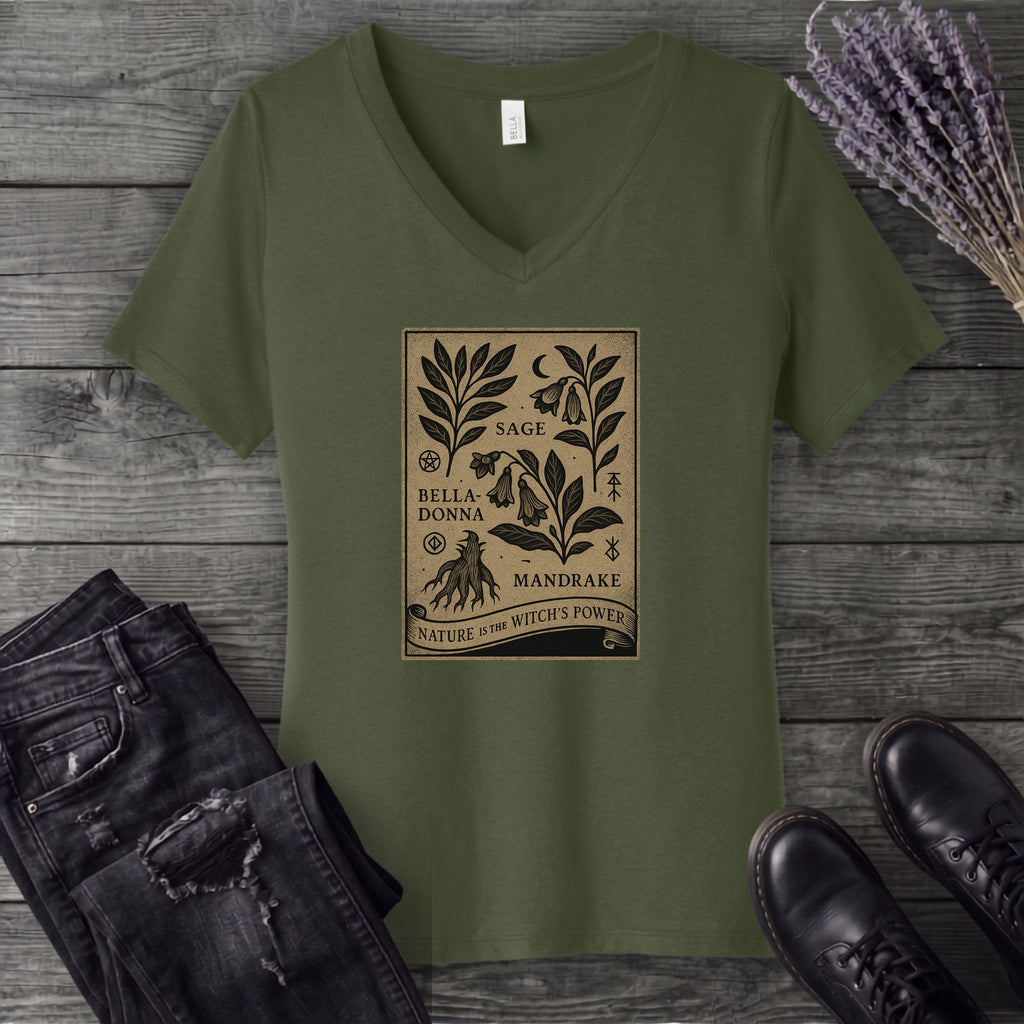 Nature Is The Witchs Power V-Neck T-Shirt