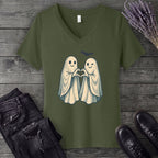 Two Ghosts Heart Hands V-Neck T-Shirt