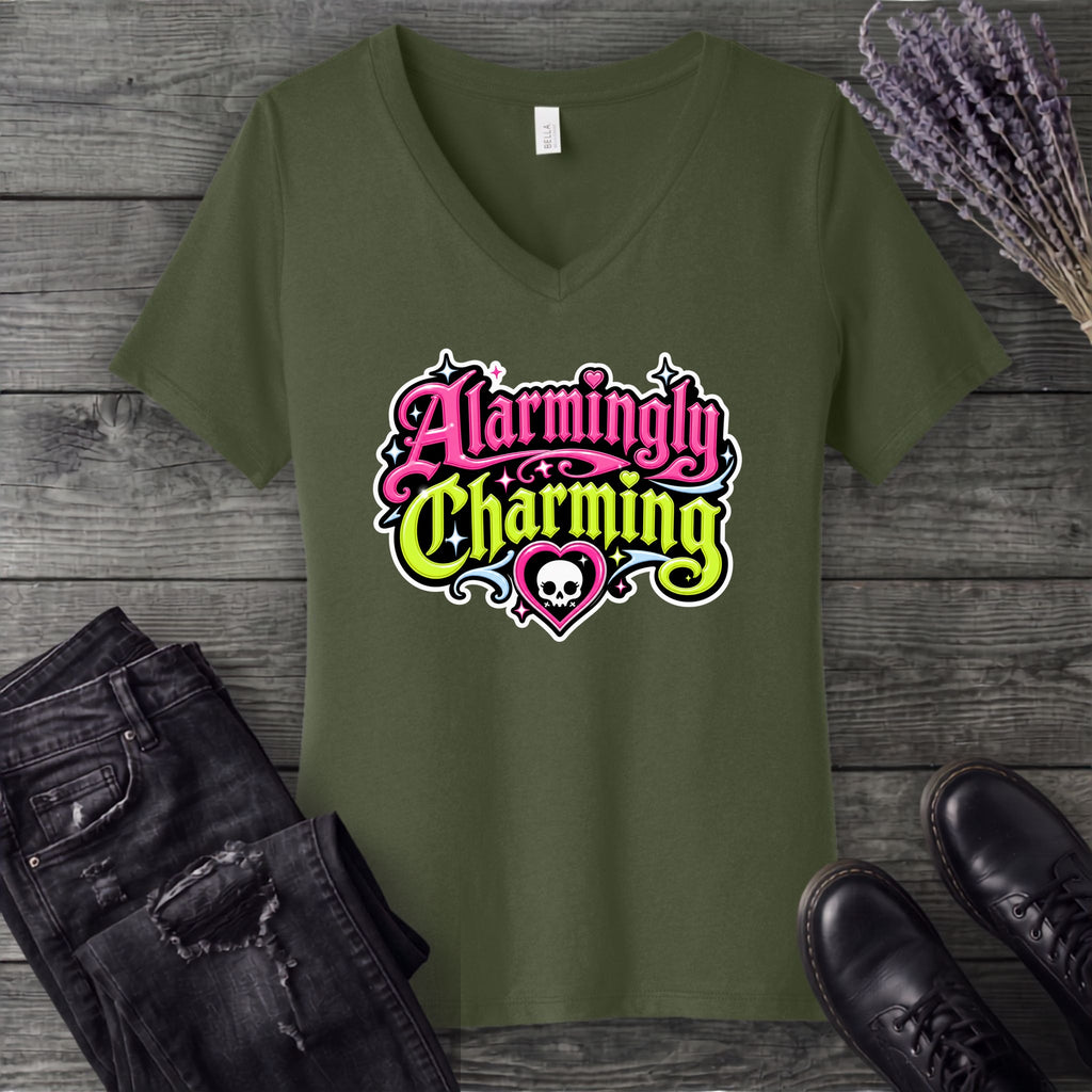 Alarmingly Charming V-Neck T-Shirt