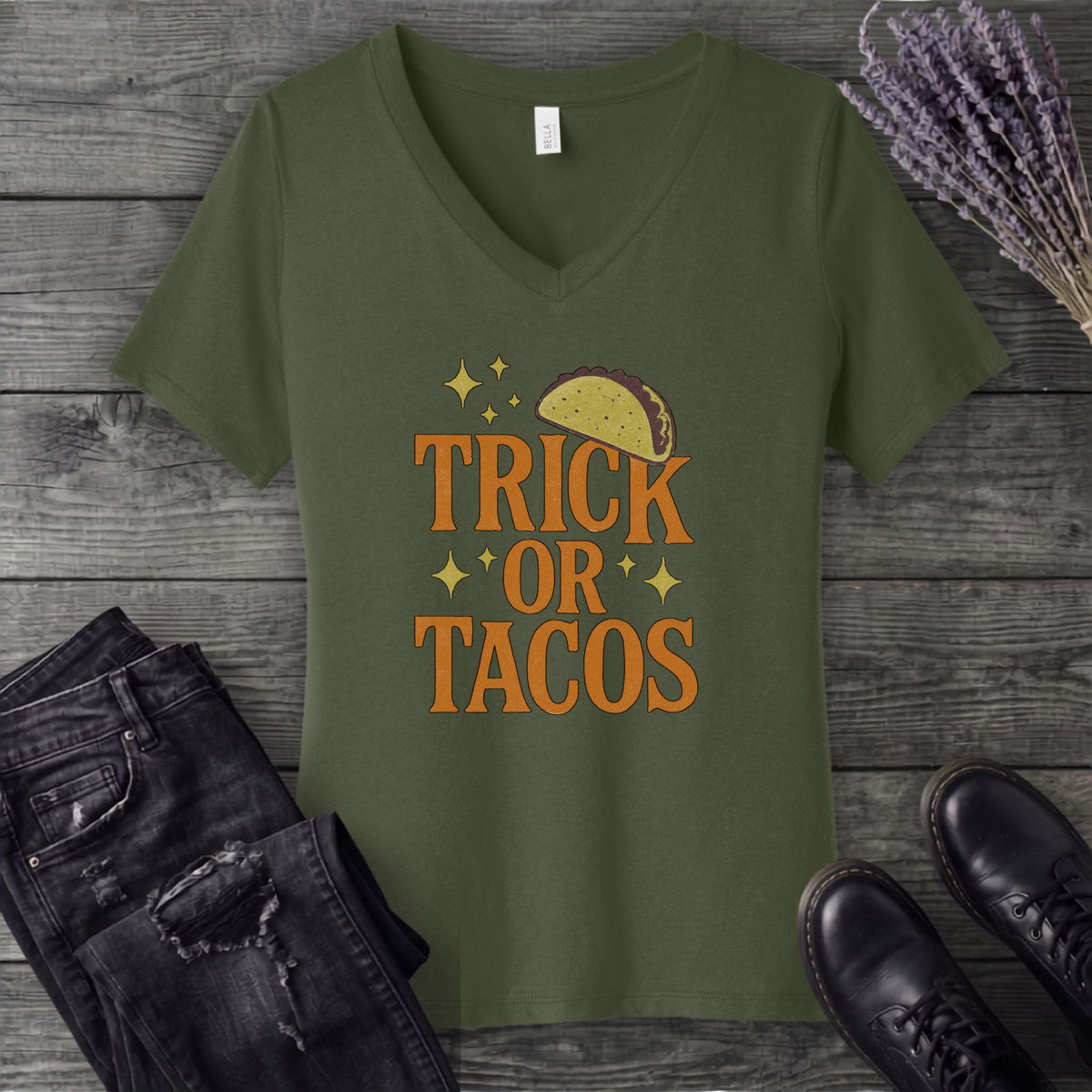 Trick Or Tacos V-Neck T-Shirt
