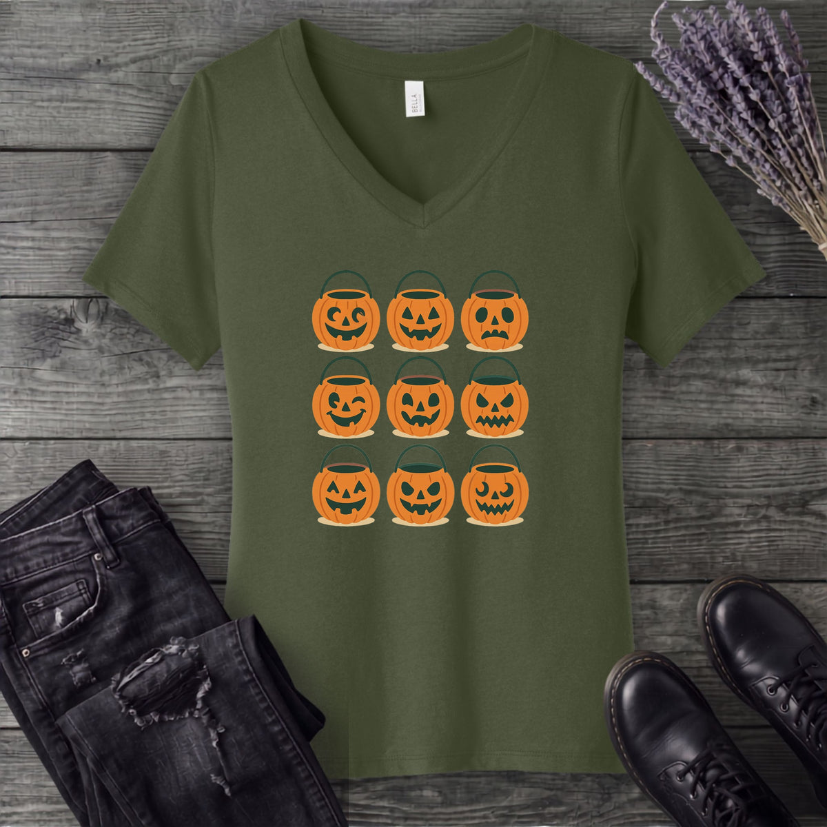 Bucket Grid V-Neck T-Shirt