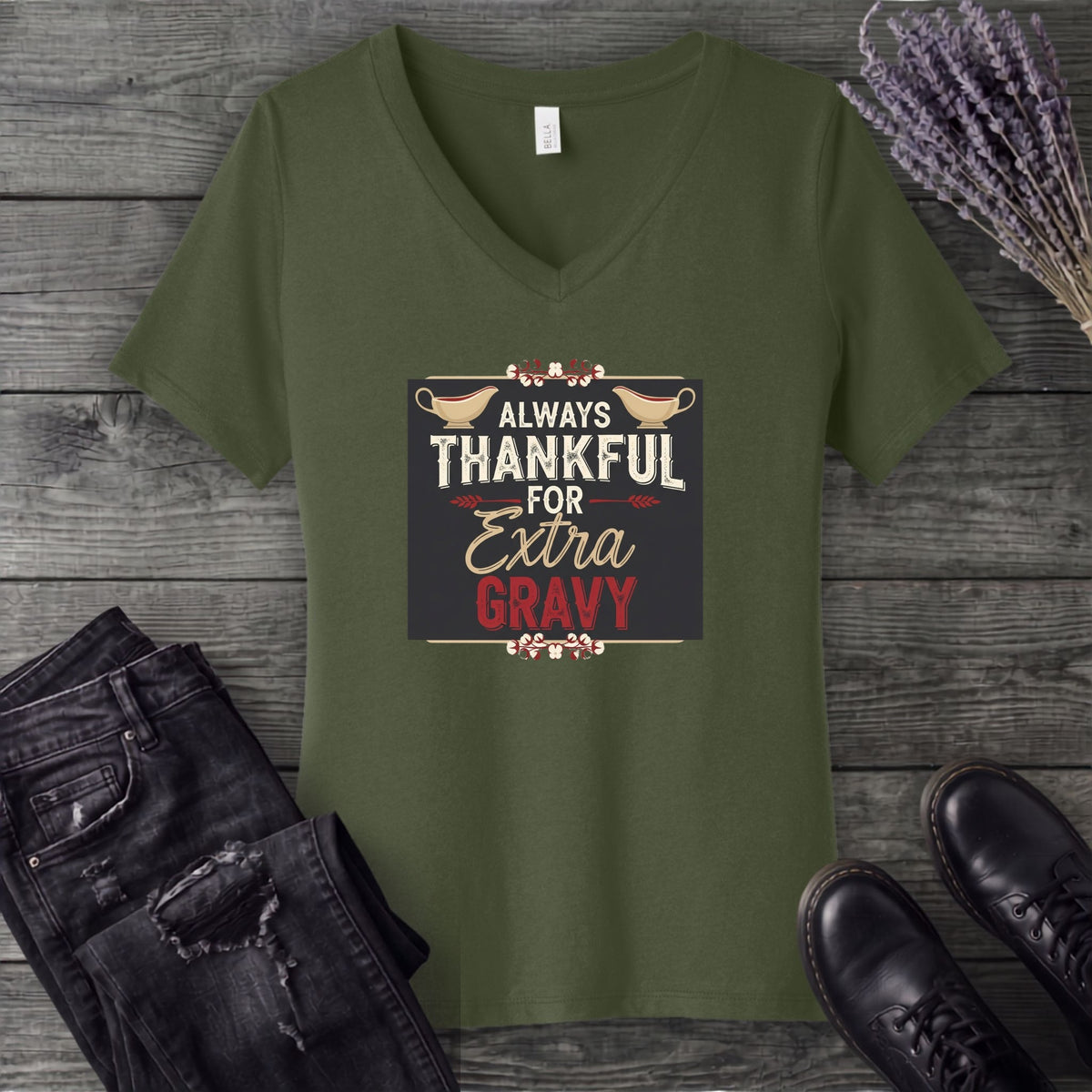 Thankful Gravy V-Neck T-Shirt