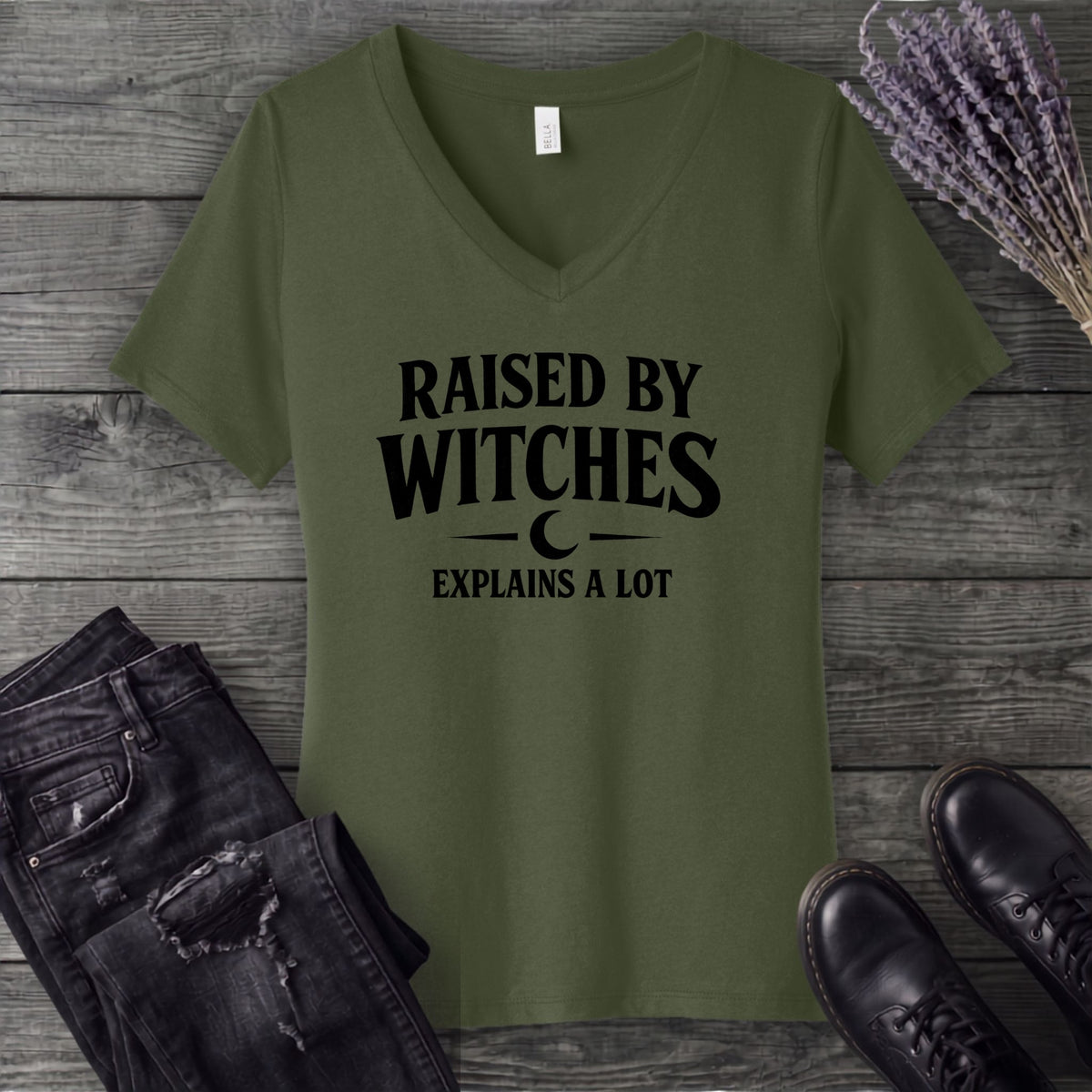 raised by witches V-Neck T-Shirt