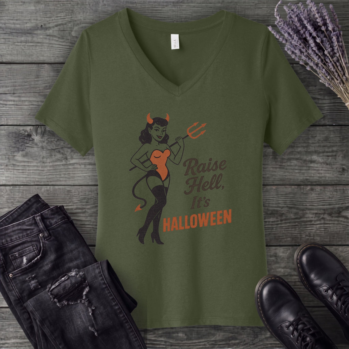 Raise Hell Its Halloween V-Neck T-Shirt