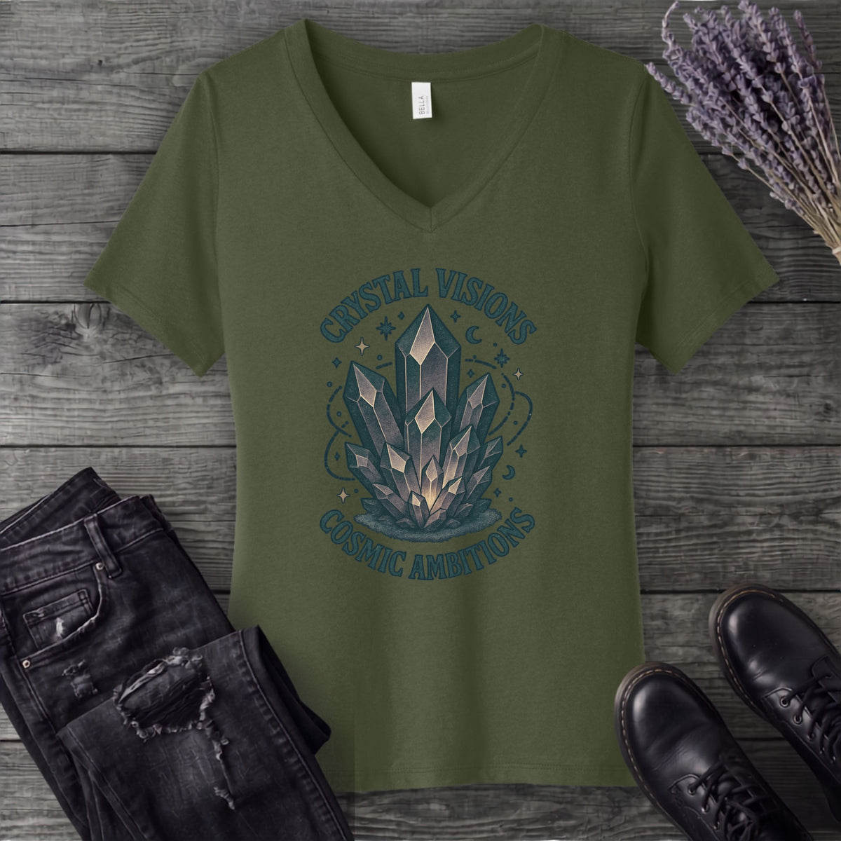 Crystal Visions Cosmic Ambitions V-Neck T-Shirt