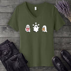 Hot Cocoa Ghosts V-Neck T-Shirt