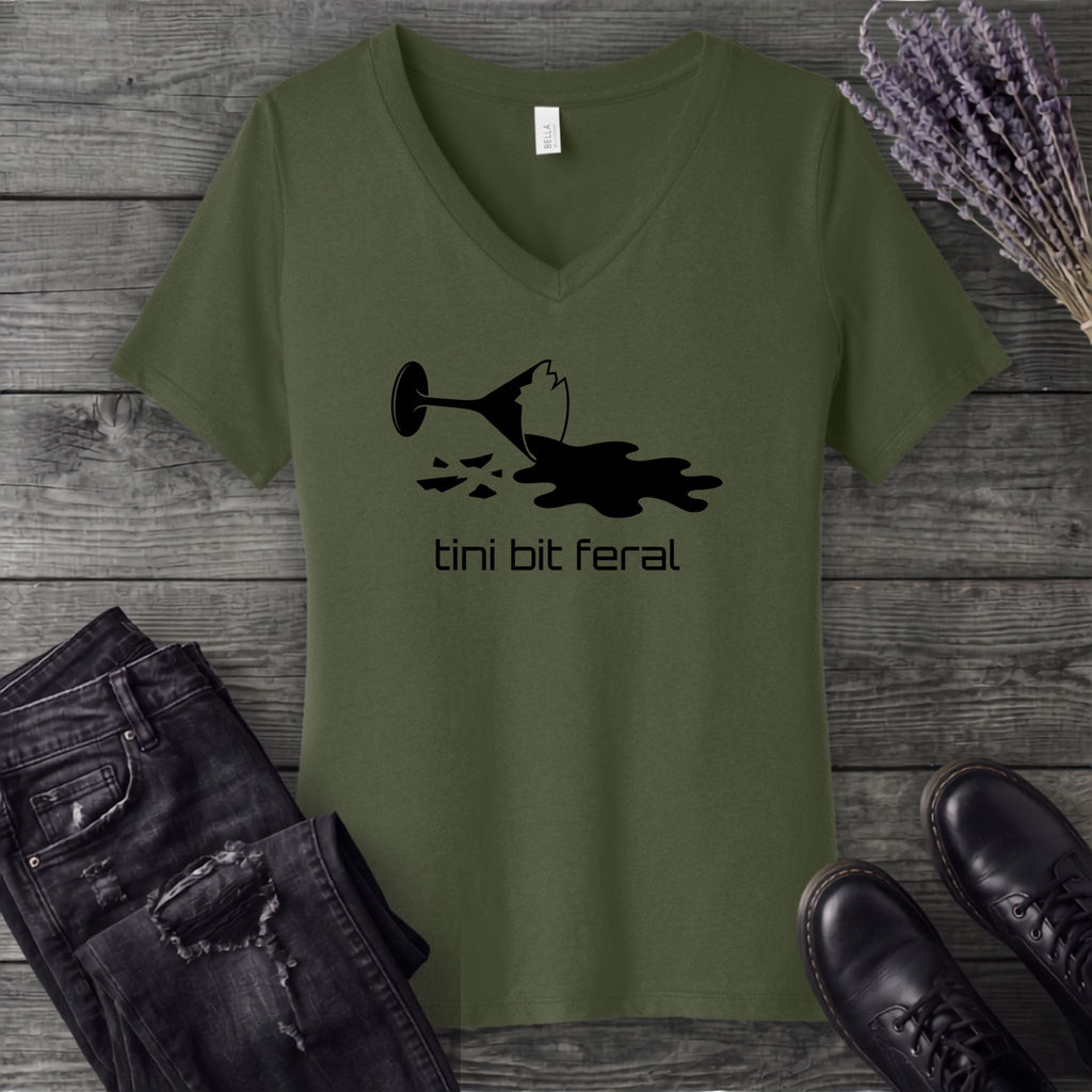 tini bit feral V-Neck T-Shirt