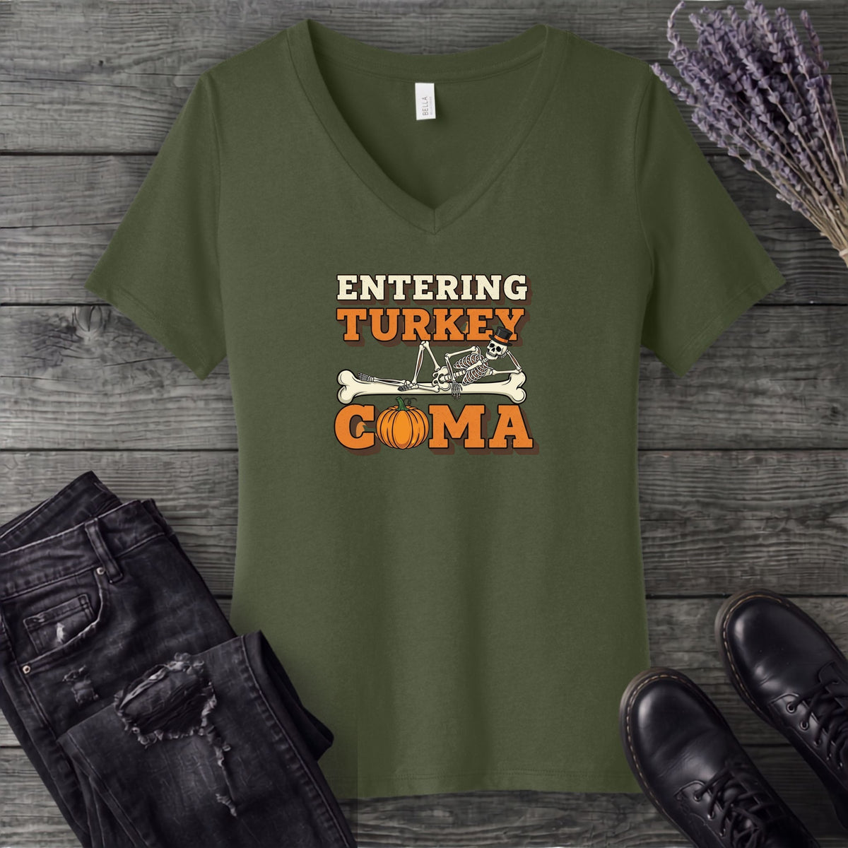 Entering Turkey Coma V-Neck T-Shirt
