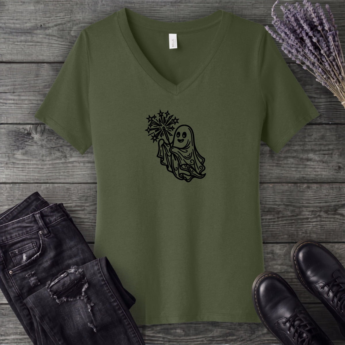 Ghost Sparkler V-Neck T-Shirt