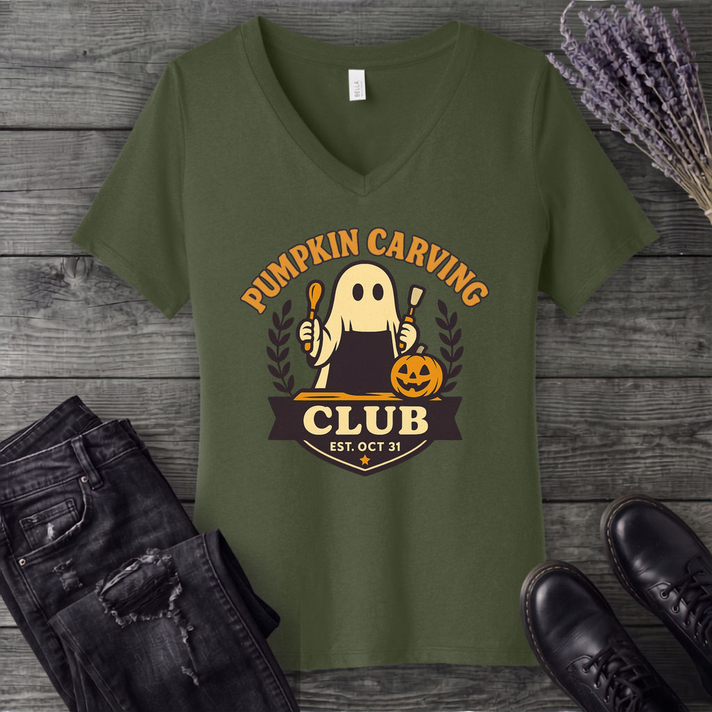 Pumpkin Carving Club V-Neck T-Shirt