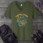Neon Pumpkin Carver V-Neck T-Shirt