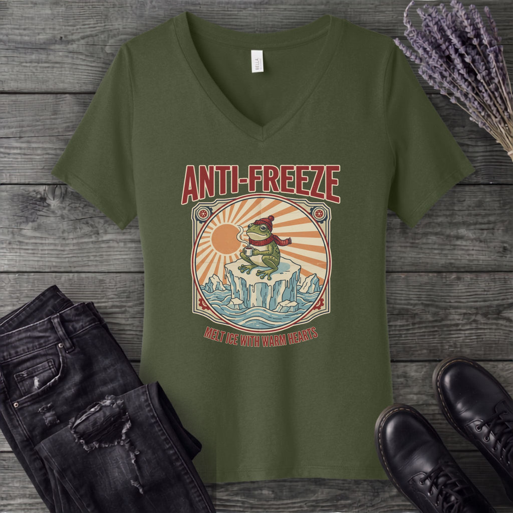 Anti Freeze Frog V-Neck T-Shirt