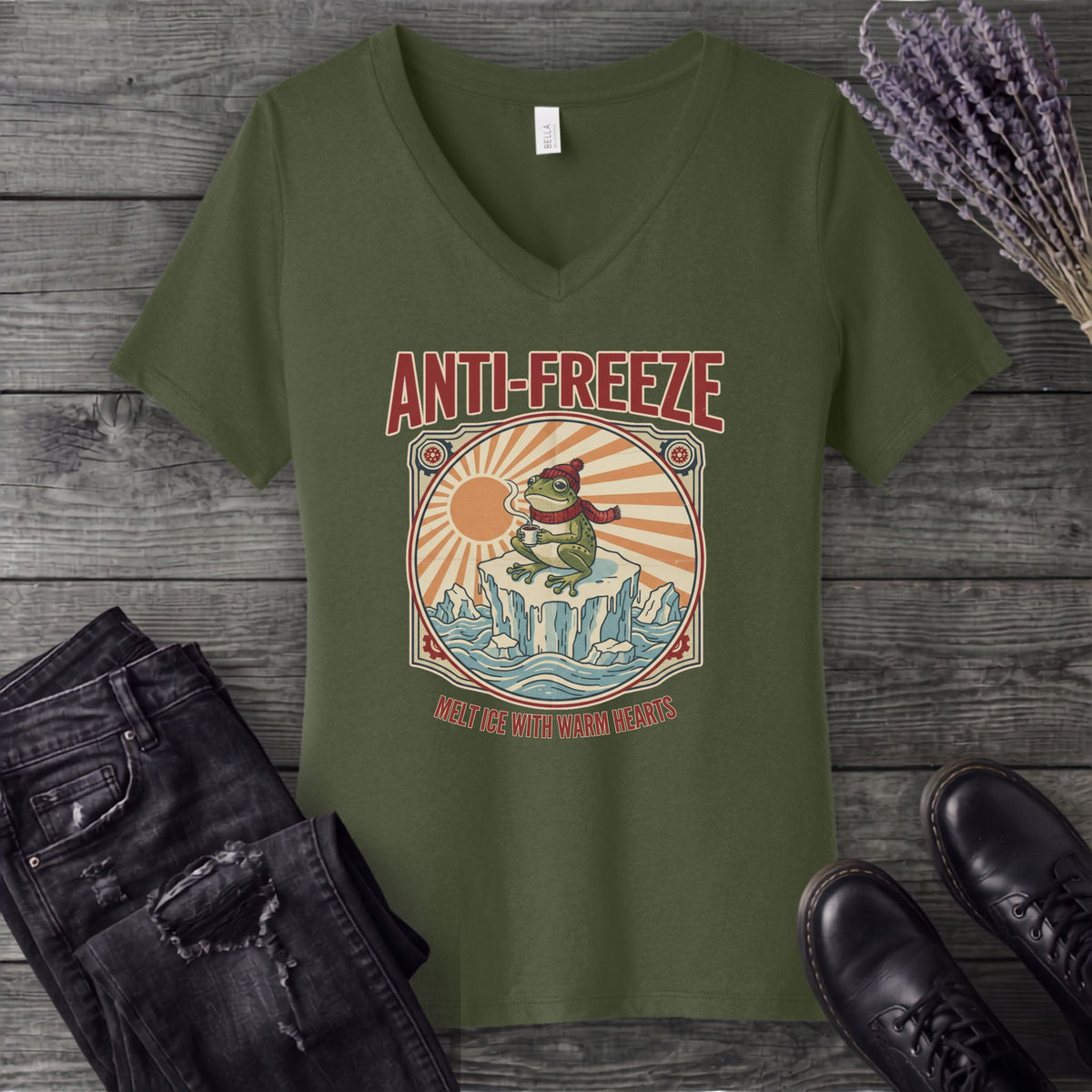 Anti Freeze Frog V-Neck T-Shirt