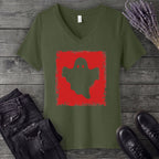 Grunge Stencil Ghost V-Neck T-Shirt