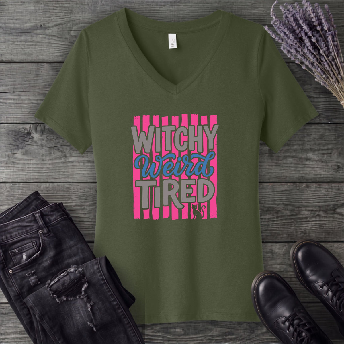 Witchy Weird Tired V-Neck T-Shirt