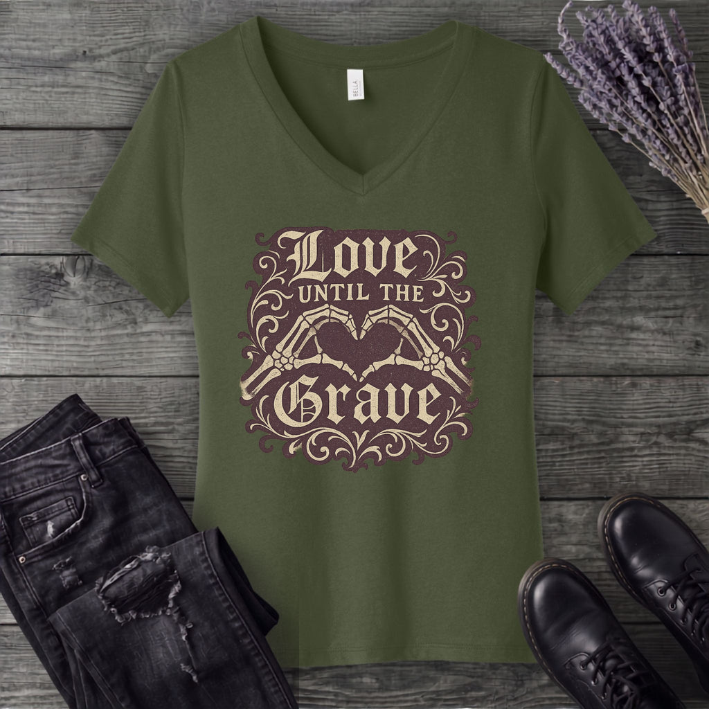 love until the grave V-Neck T-Shirt