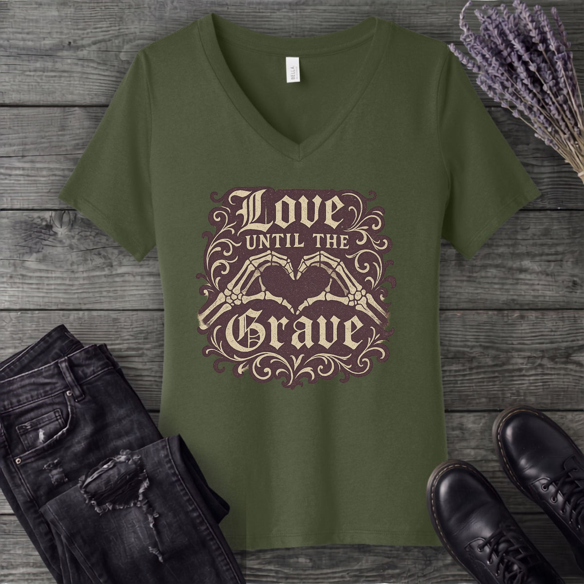 love until the grave V-Neck T-Shirt