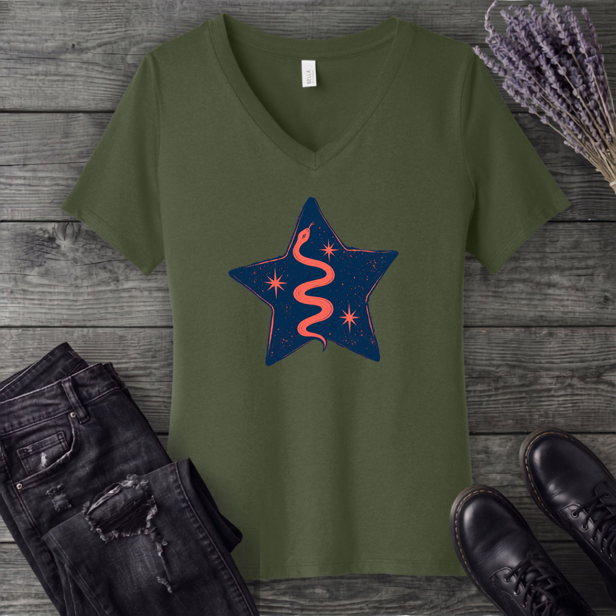 Snake Star V-Neck T-Shirt