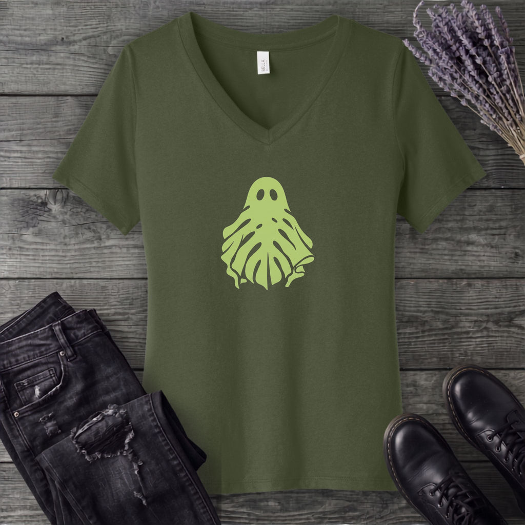 Monstera Ghost V-Neck T-Shirt