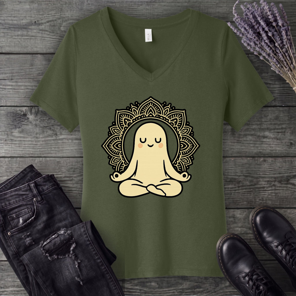 Lotus Ghost V-Neck T-Shirt