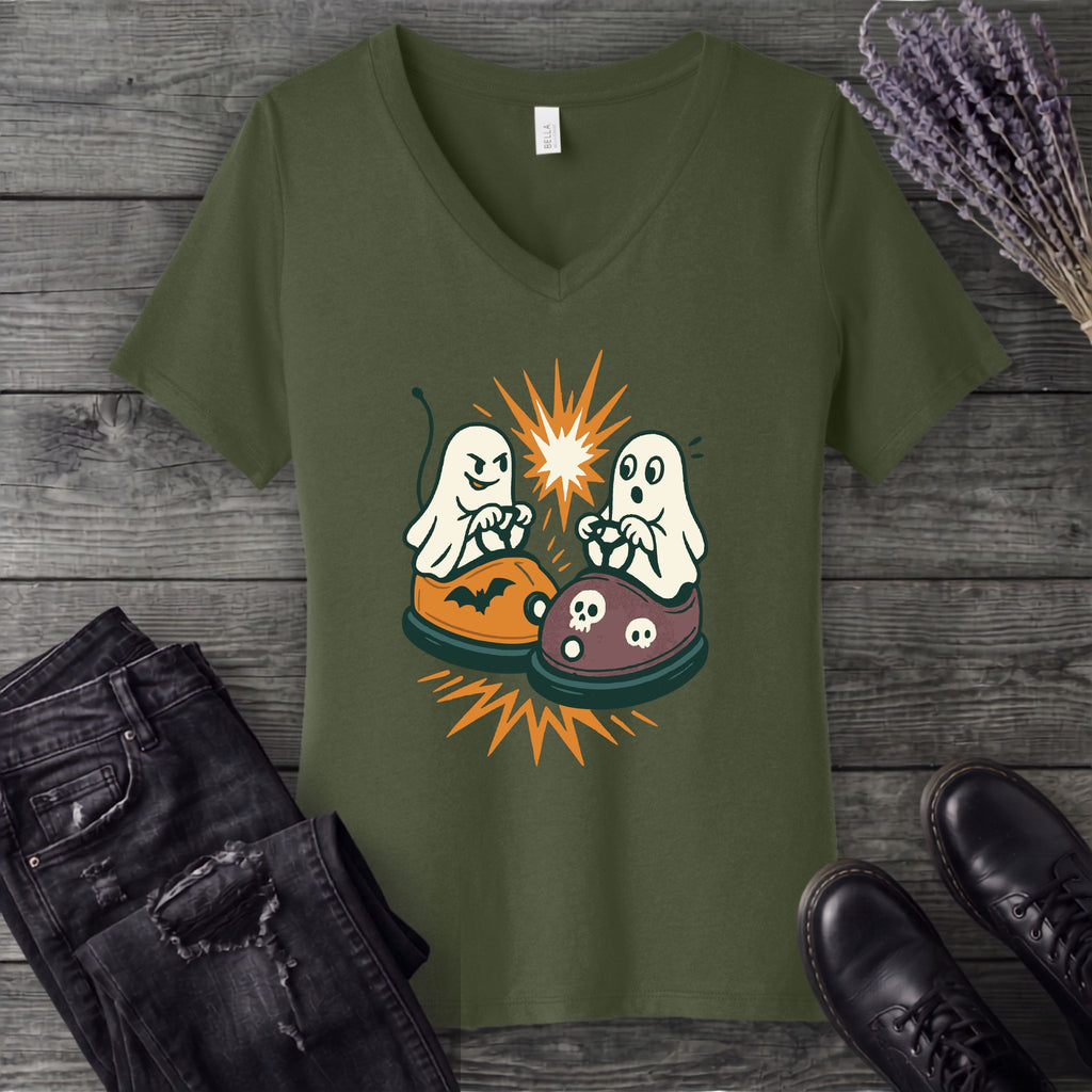 Ghost Bumper Cars V-Neck T-Shirt